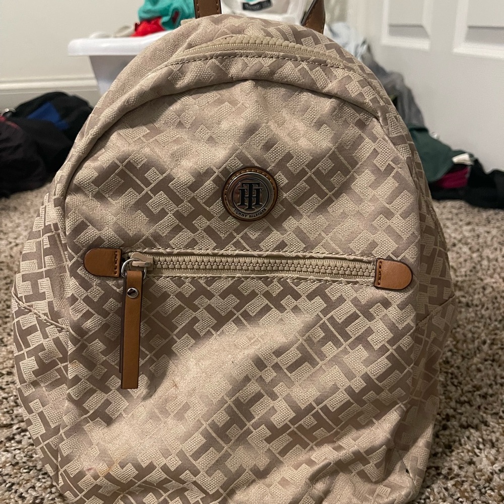 Tommy Hilfiger Beige Patterned Backpack